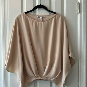 Trina Turk blush/nude ish  colored  top with pleats and baggy short sleeves